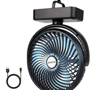 Camping Fan with LED Lights 7-Inch, Rechargeable 5000mAh Tent Fan Battery Operated/USB Personal Fan for Camping RV BBQ Travel Home Office Desk Indoor Outdoor...