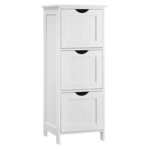 vasagle bathroom cabinet floor cabinet, free-standing storage cabinet with 3 drawers, 11.8 x 12.6 x 31.9 inches, for bathroom, living room, kitchen, nordic scandinavian style, matte white ubbc50wt