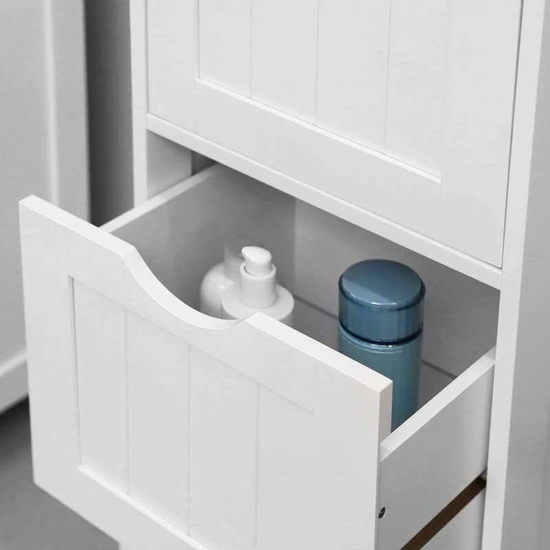 VASAGLE Bathroom Cabinet Floor Cabinet, Free-Standing Storage Cabinet with 3 Drawers, 11.8 x 12.6 x 31.9 Inches, for Bathroom, Living Room, Kitchen, Nordic Scandinavian Style, Matte White UBBC50WT