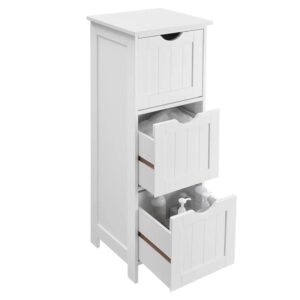 VASAGLE Bathroom Cabinet Floor Cabinet, Free-Standing Storage Cabinet with 3 Drawers, 11.8 x 12.6 x 31.9 Inches, for Bathroom, Living Room, Kitchen, Nordic Scandinavian Style, Matte White UBBC50WT