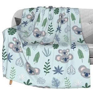 Delerain Cute Koalas Soft Throw Blanket 40"x50" Lightweight Flannel Fleece Blanket for Couch Bed Sofa Travelling Camping for Kids Adults