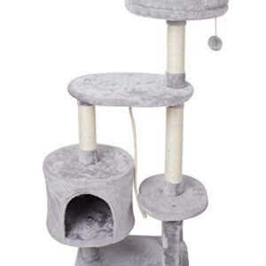 MIAO PAW 6Cat Tree Tower Condo Sisal Post Scratching Furniture Activity Center Play House Cat Bed Grey