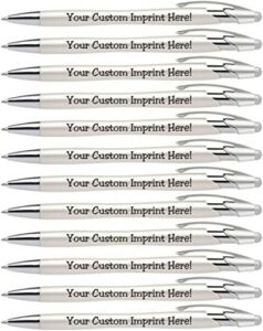 express pencils custom pens with stylus - the pearl - personalized metallic printed name pens with black ink - imprinted with logo or message - great gift ideas - free personalization 12 pack (silver)