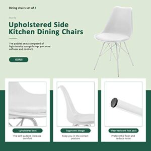 GUNJI Modern Dining Chairs with Padded Mid Century DSW Chair Classic Plastic Side Chairs for Dining Room, Kitchen, Living Room Set of 4 (White)