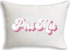 sorority shop phi mu pillow – retro design, 12" x 16" lumbar pillow sorority