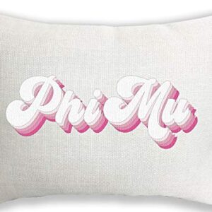 Sorority Shop Phi Mu Pillow – Retro Design, 12" x 16" Lumbar Pillow Sorority