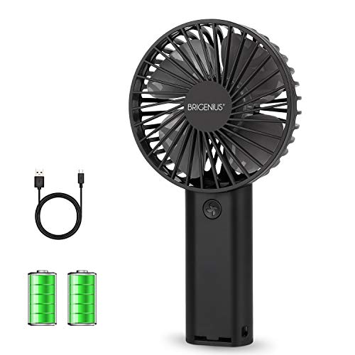 BRIGENIUS Mini Handhled Fan, 4000mAh Rechargeable Battery Operated USB Desk Fan, Small Personal Portable Fan 3 Speed Adjustable Powerful Fan for Travel Office outdoor Activities