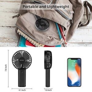 BRIGENIUS Mini Handhled Fan, 4000mAh Rechargeable Battery Operated USB Desk Fan, Small Personal Portable Fan 3 Speed Adjustable Powerful Fan for Travel Office outdoor Activities