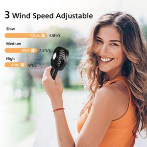 BRIGENIUS Mini Handhled Fan, 4000mAh Rechargeable Battery Operated USB Desk Fan, Small Personal Portable Fan 3 Speed Adjustable Powerful Fan for Travel Office outdoor Activities