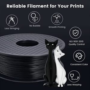 PLA 3D Printer Filament, 3D Printer PLA Filament 1.75mm, Dimensional Accuracy +/- 0.02 mm, 1KG Spool PLA Black