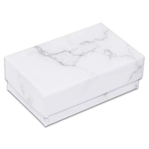 thedisplayguys 100-pack #21 cotton filled cardboard paper jewelry box gift case - marble white (2 5/8" x 1 5/8" x 1")