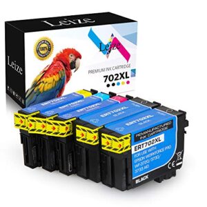 leize remanufactured ink cartridge replacement for epson 702xl 702 xl t702xl use for workforce pro wf-3720 wf-3730 wf-3733 (2 black 1 cyan 1 magenta 1 yellow,5-pack)