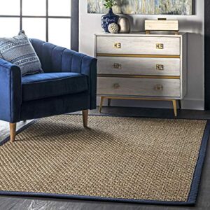 nuloom hesse checker weave seagrass area rug, 3' x 5', navy