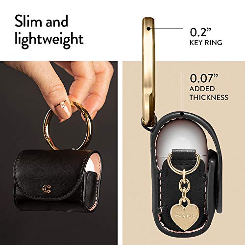 CYRILL Mini Bag Compatible with Airpods Pro Case (2019), Airpods Pro 2 Case (2022) for Women, Cute Leather Airpods Pro/Pro 2 Case Cover with Crossbody Strap - Black