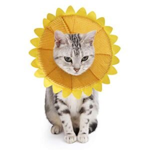 slson cat recovery collar pet cone collar soft protective cotton cone adjustable fasteners collar for cat and puppy, yellow (s)