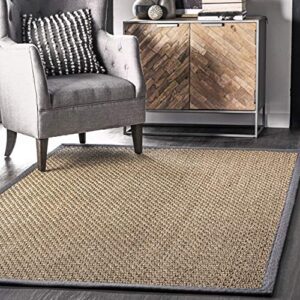 nuLOOM Hesse Checker Weave Seagrass Area Rug, 5' x 8', Dark Grey