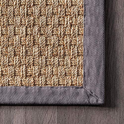 nuLOOM Hesse Checker Weave Seagrass Area Rug, 5' x 8', Dark Grey