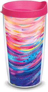 tervis etta vee happy abstract made in usa double walled insulated tumbler travel cup keeps drinks cold & hot, 16oz, classic