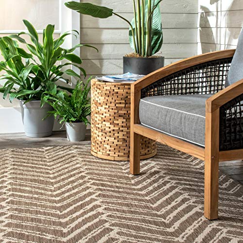 nuLOOM Macklin Herringbone Indoor/Outdoor Area Rug, 5' 3" x 7' 6", Brown