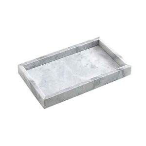 stoneplus natural marble elegant jewelry tray stone organizer for dressroom/bathroom/coffeeshop (cloud grey, 9.84lx5.91wx1.18h)