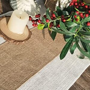 Burlap Table Runner Rustic Table Runner Farmhouse Table Decor Macrame Table Runner Jute Woven Fabric, Light Colour Edge 12x72 Inches