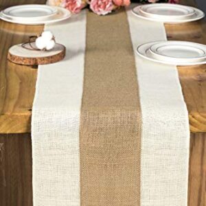 Burlap Table Runner Rustic Table Runner Farmhouse Table Decor Macrame Table Runner Jute Woven Fabric, Light Colour Edge 12x72 Inches