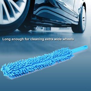 Car Wheel Brush, 16.8 Inch Easy Reach Long Wheel and Rim Tire Brush Soft Microfiber Cleaning Brush, Car Wash Tool