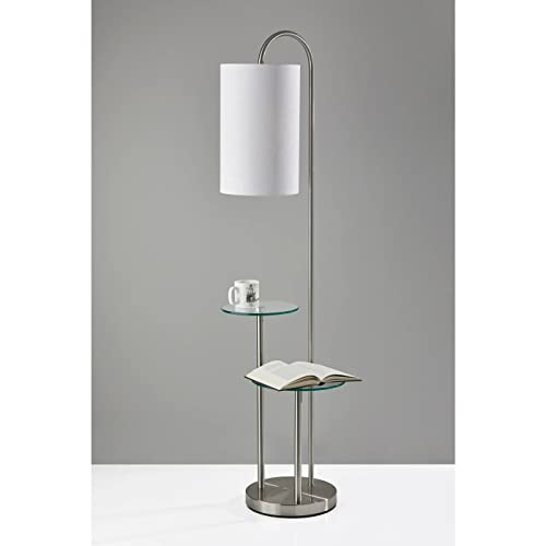 Adesso 4008-22 Leonard Shelf Floor Lamp, 66 in, 100W, Brushed Steel, 1 Home Decor Lighting