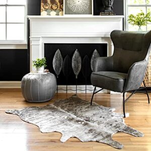 nuloom bravo spotted faux cowhide area rug, 5' 9" x 7' 7", grey