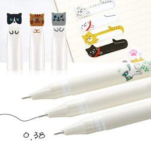 12 Pieces Cute Cat Pens Cats Design Gel Ink Pens Kawaii Writing Pen and 320 Pieces Cute Cat Sticky Notes Page Bookmarks Flags Tab for Cat Lovers Kids Stationery School Office Supplies(Classic Style)