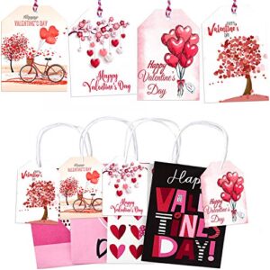 happy valentine’s day gift tags - heart gift wrap label for lover, 60 pcs valentines day gift bag decoration, candy baking packaging supplies for party decor, craft paper hang card with 33 ft strings