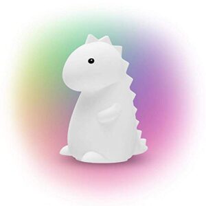 adorable multicolor changing integrated led rechargeable silicone night light for baby and kids rooms (tommy the dinosaur)