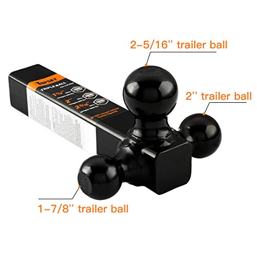 TOPSKY Trailer Hitch Tri Ball Mount, 1-7/8,2,2-5/16-inch Hitch Ball, Fits 2-inch Receiver, TS2004…