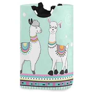 visesunny cute llama animal large capacity laundry hamper basket water-resistant oxford cloth storage baskets for bedroom, bathroom, dorm, kids room