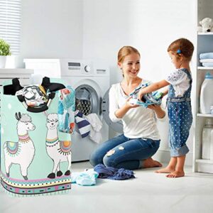 visesunny Cute Llama Animal Large Capacity Laundry Hamper Basket Water-Resistant Oxford Cloth Storage Baskets for Bedroom, Bathroom, Dorm, Kids Room