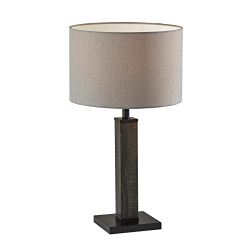 Adesso 3497-01 Kona Table Lamp, 27.75 in, 100W Type A Bulb (Not Included), MDF w/Black Washed Wood PVC Veneer & Black Metal Accents, 1 Table Lighting