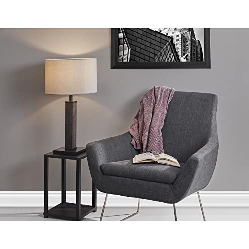 Adesso 3497-01 Kona Table Lamp, 27.75 in, 100W Type A Bulb (Not Included), MDF w/Black Washed Wood PVC Veneer & Black Metal Accents, 1 Table Lighting