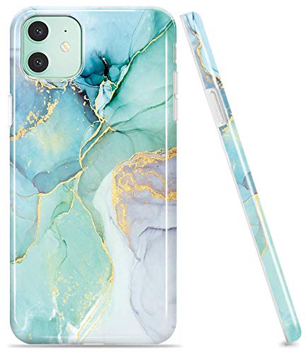 luolnh Compatible with iPhone 11 Case,iPhone 11 Marble Case,Brilliant Design Shockproof Flexible Soft Silicone Rubber TPU Bumper Cover Skin Case for iPhone 11 6.1 inch 2019 -Abstract Mint