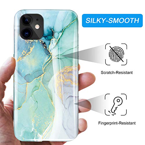 luolnh Compatible with iPhone 11 Case,iPhone 11 Marble Case,Brilliant Design Shockproof Flexible Soft Silicone Rubber TPU Bumper Cover Skin Case for iPhone 11 6.1 inch 2019 -Abstract Mint