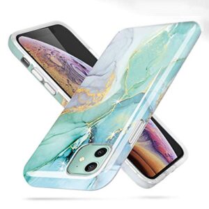 luolnh Compatible with iPhone 11 Case,iPhone 11 Marble Case,Brilliant Design Shockproof Flexible Soft Silicone Rubber TPU Bumper Cover Skin Case for iPhone 11 6.1 inch 2019 -Abstract Mint