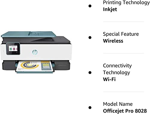 HP Officejet Pro 8028 All-in-One Printer Wireless Printer, Take control of Printing, Scanning, Copying, and Fax Jobs at Home and Office, Built-in Wifi via Mobile Device, Cloud-Based, 3UC64A (Renewed)