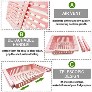 Fridge Drawer Organizer, 3 Pack Retractable Drawer Refrigerator Storage Box, Small Under Fridge Shelf Baskets, Pull Out Bins, Fridge Shelf Holder Storage Box,Fit for Fridge Shelf Under 0.6 inch Thick