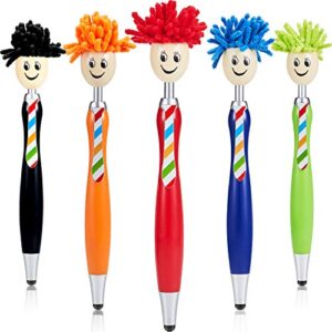 Mop Head Stylus Pen for Touch Screen Cleaner Stylus Pens for Kids 3-in-1 Stylus Pen Duster for Universal Touch Screen Devices (5 Pieces)