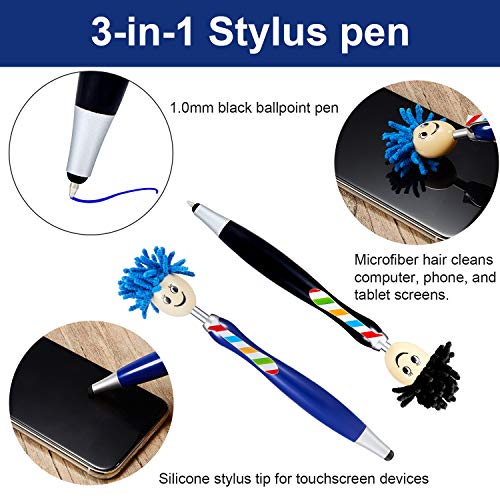 Mop Head Stylus Pen for Touch Screen Cleaner Stylus Pens for Kids 3-in-1 Stylus Pen Duster for Universal Touch Screen Devices (5 Pieces)