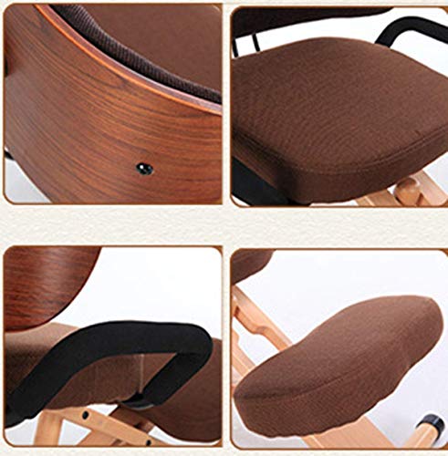 Autopeck Ergonomic Kneeling Chair Posture Wooden Back Office Seat Thick Wood Adjustable Suitable Stool Design Home Healthy Support Improved Knee