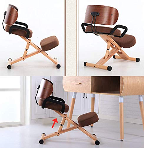 Autopeck Ergonomic Kneeling Chair Posture Wooden Back Office Seat Thick Wood Adjustable Suitable Stool Design Home Healthy Support Improved Knee