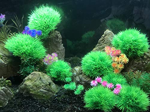 4Pcs Aquarium Decorations Fish Tank Artificial Green Water Plants Made of Soft Plastic