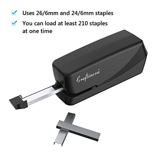 Craftinova Electric Stapler,Automatic Stapler,Including 2000 Staples and 1 adapters,Electric Stapler Heavy Duty Can Store 210 Staples，AC or Battery Powered Stapler Heavy Duty, 25 Sheet Capacity.