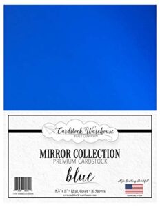 mirror blue metallic mirricard cardstock - 8.5 x 11 inch - 100 lb / 12pt - 10 sheets from cardstock warehouse