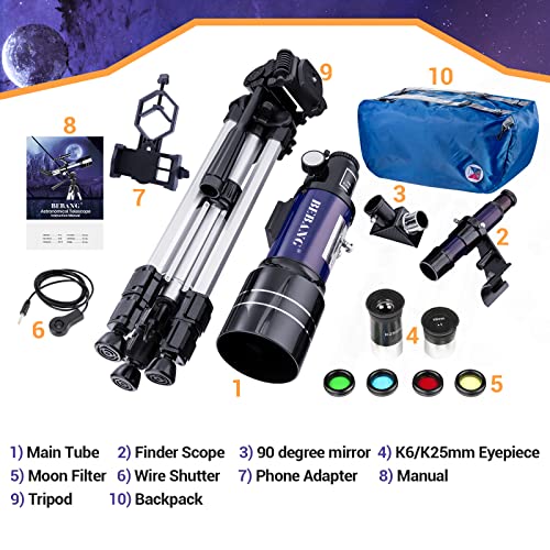 Telescope for Kids & Adults Astronomy - 70mm Aperture 300mm Refractor Telescope for Astronomy Beginners